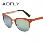AOFLY Summer Style Women Sunglasses Half Frame Sunglasses Vintage Brand Design Fashion Lady Shades Metal Glasses Gafas De Sol