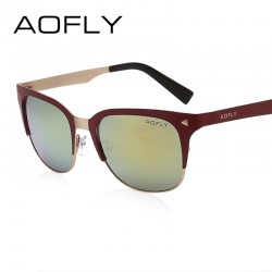 AOFLY Summer Style Women Sunglasses Half Frame Sunglasses Vintage Brand Design Fashion Lady Shades Metal Glasses Gafas De Sol