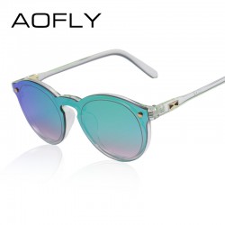 AOFLY Women Sunglasses Oval Fashion Female Men Retro Reflective Mirror Sunglasses Clear Candy Color Famous Brand Designer Oculos