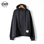ATHIEF NEW Street Style Mens Top Oversize Loose Short Hoodie 100% Cotton Solid Hip Hop Swag High Quality man Basic Pullover