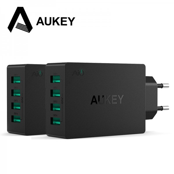 AUKEY Universal 4 Ports USB Charger Travel Wall Charger Adapter For iPhone7 Samsung S6 Smart Phones /PC/Mp3& USB Mobile Devices