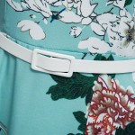 AZULINA Vintage 2017 Women Summer Beach Dress Sundress Sleeveless Floral Print A Line Casual Dress with belt Vestidos robe femme
