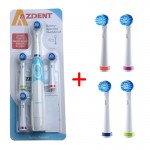 AZdent Hot Sell Battery Operated Electric Toothbrush with 4 Brush Heads and 4 another brushes head Oral Hygiene Health Products