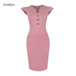 Aamikast Women Dresses Hot Sale New Fashion V-neck Summer Tunic Bodycon Celebrity Pencil Party Dresses Size S M L XL XXL
