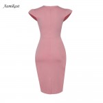 Aamikast Women Dresses Hot Sale New Fashion V-neck Summer Tunic Bodycon Celebrity Pencil Party Dresses Size S M L XL XXL