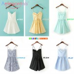 Aelegantmis Casual Striped Backless Slip Summer Dress Women High Waist Spaghetti Strap Short Sexy Beach Dress Ladies Sundress