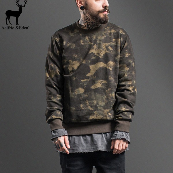 Aelfric Eden 2017 Autumn Winter Army Camouflage Hoodies Sweatshirt Men Streetwear Hip Hop Camo Tour Warm Cotton Pullover Man