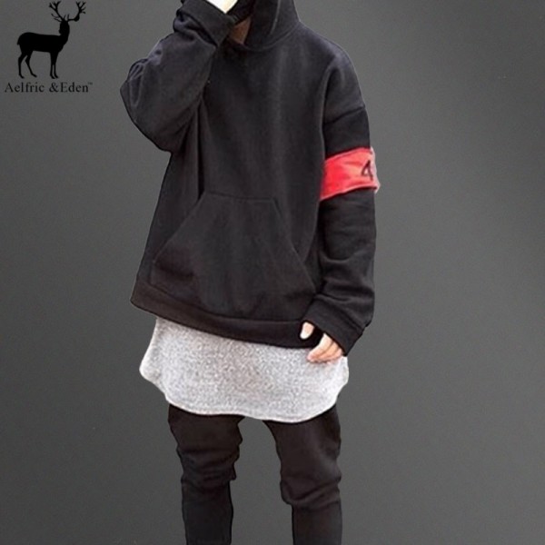 Aelfric Eden 2017 Autumn Winter Hot Mens Hip Hop Loose Skateboard Black Beige Hoodies Sweatshirt Streetwear