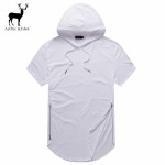 Aelfric Eden Men Longline Solid Color Side Zipper Short Sleeve Hoodie Man Casual Hipster Hip Hop Skateboard Long Hoodies