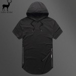 Aelfric Eden Men Longline Solid Color Side Zipper Short Sleeve Hoodie Man Casual Hipster Hip Hop Skateboard Long Hoodies