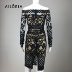 Ailoria 2017 Brand sexy lace bodycon dress women elastic slim sheath work wear party sexy pencil dress vestido de encaje