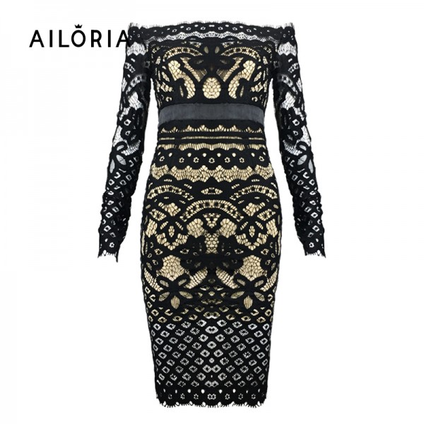 Ailoria 2017 Brand sexy lace bodycon dress women elastic slim sheath work wear party sexy pencil dress vestido de encaje