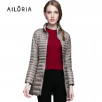 Ailoria 2017 Top Quality Brand Long Spring Autumn Overcoat Women Ultra Light 90% White Duck Down Coat With Bag ladies' Jackets