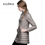 Ailoria 2017 Top Quality Brand Long Spring Autumn Overcoat Women Ultra Light 90% White Duck Down Coat With Bag ladies' Jackets