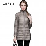 Ailoria 2017 Top Quality Brand Long Spring Autumn Overcoat Women Ultra Light 90% White Duck Down Coat With Bag ladies' Jackets