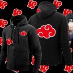 Akatsuki Symbol Hoodies Quality Anime Naruto Zip Up Hooded Sweatshirts Mens Hip Hop Urban Clothing Free Shipping