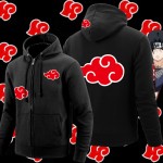 Akatsuki Symbol Hoodies Quality Anime Naruto Zip Up Hooded Sweatshirts Mens Hip Hop Urban Clothing Free Shipping