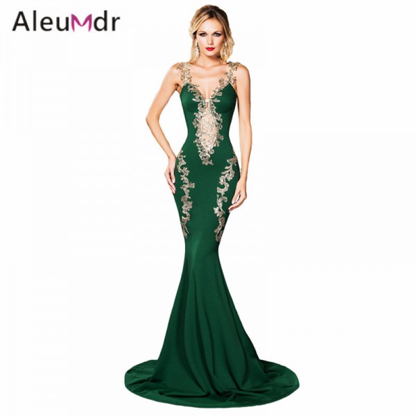 Aleumdr 2017 Women Lace Mermaid Dress Long Elegant Off Shoulder Maxi Dresses For Party Evening LC61353 Vestidos De Noche Largos