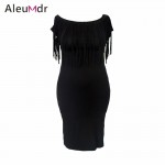 Aleumdr Plus Size Women Clothing 2017 Sexy Off The Shoulder Fringe Tassel Top Summer Midi Dresses LC61055 Vestidos Verano
