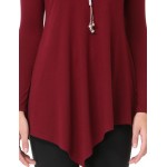 Alisa Pan Casual Work Spring Summer O-Neck Full Sleeve Loose Burgundy Fashion Women Girls T-Shirt AP01006BD Tee Tops Shirts 