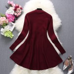 [Alphalmoda] 2017 Spring Women New Pearl Dress Diamond Decored Beads Collar A-line One-piece Flounced Dress 3colors