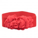 Amazing Fashion Double Rose Flower Buckle Elastic Waist Belt Lady Waistband