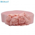 Amazing Fashion Double Rose Flower Buckle Elastic Waist Belt Lady Waistband