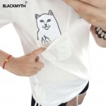 American Style Cat Printed Women T shirt Black  Cotton Fashion Woman Tee Womens Fashion  Tshirt