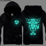 Anime Naruto Luminous Hoodies Sha Rinn Gann & Naruto Seal Printed Uchiha Clan Zip Up Hoodies Unisex Hoody Free Shipping