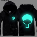 Anime Naruto Luminous Hoodies Sha Rinn Gann & Naruto Seal Printed Uchiha Clan Zip Up Hoodies Unisex Hoody Free Shipping