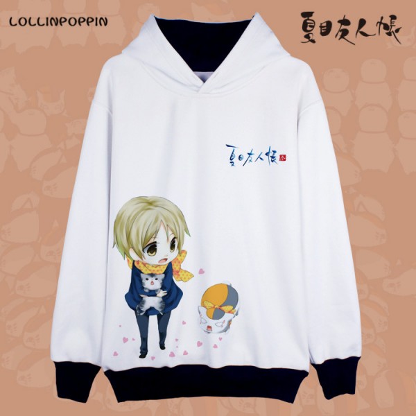 Anime Natsume Yuujinchou Hoodies Natsume Takashi & Madara Printed Fleece Pullovers Unisex Mens Natsume's Book of Friends Hoody