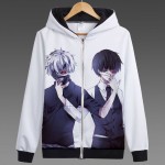 Anime Tokyo Ghoul Ken Kaneki Printed Hoodies Hooded Zip Up Sweatshirts New 2017 Touka Kirishima Hoodie Free Shipping