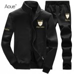 Aoue 2017 Men Winter hoodies Sporting Suit  Mens Tracksuits brand sportsuit 2pcs Sweatshirt black Sportswear hooded hoody 