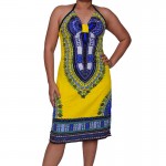 Aproms Boho Gypsy Halter Neck Women's Dress Sexy Bodycon Party Sundress Traditional African Print Dashiki Dresses Festival 10878