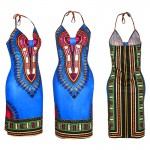 Aproms Boho Gypsy Halter Neck Women's Dress Sexy Bodycon Party Sundress Traditional African Print Dashiki Dresses Festival 10878