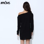 Aproms Summer Bad Girl Print T shirt Dress Women Gray Black Long Sleeve Loose Tunic Dresses Casual Long Tops Sundress Vestidos