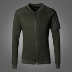 Army green cotton mens sweatshirt fleece jacket Mens pilot jacket men winter sweatshirts jacket slim zipper jacket 2017