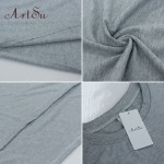 ArtSu 2017 Newest Print Long Summer T Shirt Dress Women Short Sleeve O-Neck Straight Grey Club Party Sexy Ladies Dresses DR50112