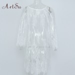 ArtSu Summer Dress 2017  Sexy Loose Lace  Loose Floral Sheer Strap Dresses Boho Dress Off Shoulder Beach Dress ASDR10001