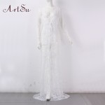 ArtSu Women 2017 Sexy Elegant Lace Long Dress V-Neck Long Sleeve Bodycon Summer Party Maxi Dresses Clothing Vestidos ASDR20078