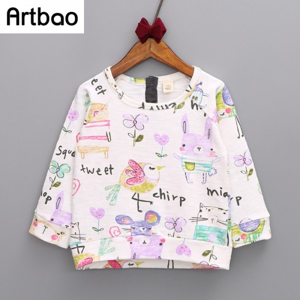 Artbao New spring autumn children top clothes fashion cartoon style kids girls tees&shirts 2-9T long sleeve shirts for girls