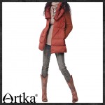 Artka Women'S Autumn Winter Vintage Big Collar Long Sleeve Embroidery Patchwork Midi Thick Puff Down Coat YK17434D
