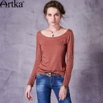 Artka Women's 2017 Spring 2 Colors Ethnic Embroidery T-Shirt Vintage O-Neck Long Sleeve All-match Comfy Tees TA10377X