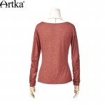 Artka Women's 2017 Spring 2 Colors Ethnic Embroidery T-Shirt Vintage O-Neck Long Sleeve All-match Comfy Tees TA10377X