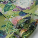 Artka Women's 2017 Spring Floral printed Chiffon Ruffled Dress Vintage V-Neck Butterfly Sleeve Empire Waist Dress LA12672X 