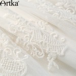 Artka Women's 2017 Spring Vintage Solid Color Embroidery Dress Fashion O-Neck Flare Sleeve Empire Waist Dress LA11378C