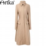 Artka Women's Autumn New 2 Colors All-match Woolen Coat Vintage Turn-down Collar Long Sleeve Slim Fit Coat WA10159Q