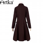 Artka Women's Autumn New 2 Colors All-match Woolen Coat Vintage Turn-down Collar Long Sleeve Slim Fit Coat WA10159Q