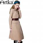 Artka Women's Autumn New 2 Colors All-match Woolen Coat Vintage Turn-down Collar Long Sleeve Slim Fit Coat WA10159Q