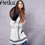 Artka Women's Autumn New Boho Style Hollow Out Embroidery Patchwork Dress Vintage O-Neck Long Sleeve Loose Style Dress LA14158C